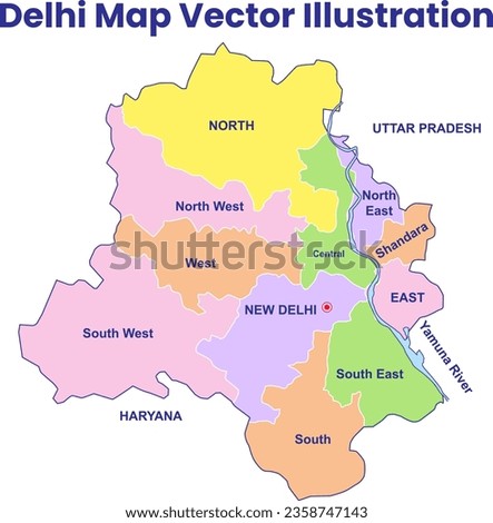 Delhi Map vector illustration on white  background