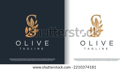 Olive logo icon with letter s concept Premium Vector