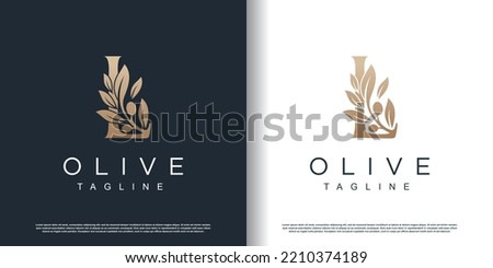 Olive logo icon with letter l concept Premium Vector Stock foto © 