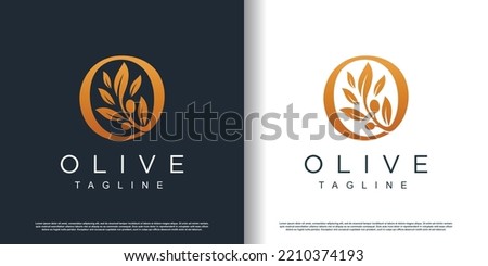 Olive logo icon with letter o concept Premium Vector