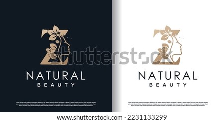 letter z logo with natural beauty concept premium vector