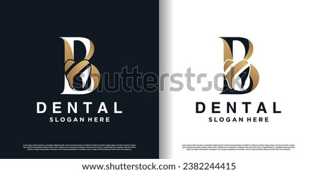 dental logo design vector with letter b concept premium vector
