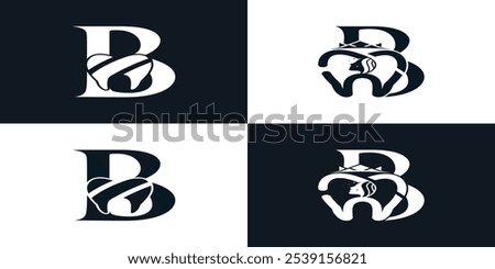 Initial letter b logo design collection template with dental icon and creative concept Premium Vector