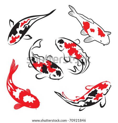 Vector Images Illustrations And Cliparts Set Of Koi Fish Illustration Hqvectors Com