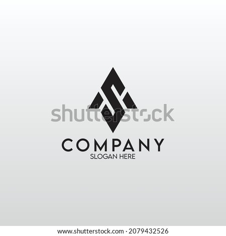 SA Logo. Letter Design Vector with Black Colors. Stok fotoğraf © 