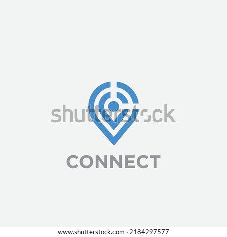 GPS pin and signal symbol or icon vector template.