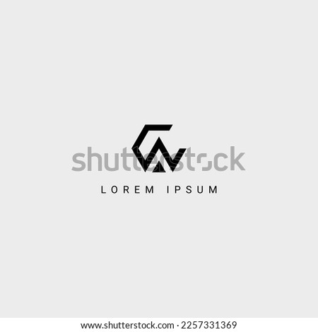 Alphabet letter CW WC logo icon design with black color white background vector element.