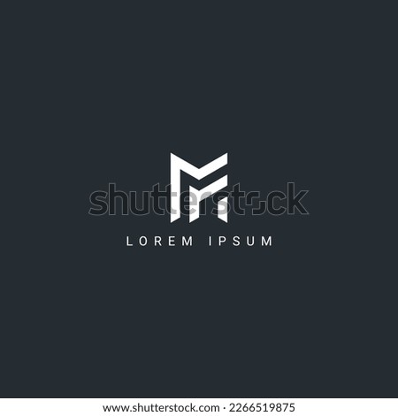 Abstract MF FM letter simple style logo design vector template.