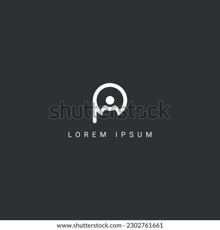 Abstract letter P people logo design vector element.