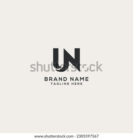 Abstract UN NU letter logo design. Flat vector logo design template element.