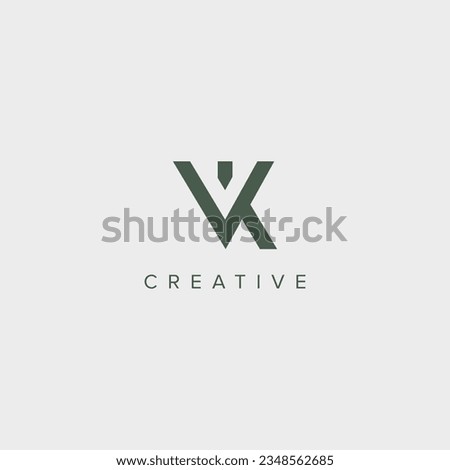 Modern minimal letter VK KV logo design template - vector.