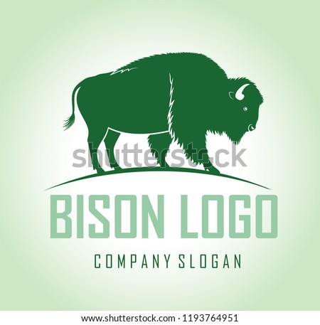 vector brown zubr buffalo bison  logo label