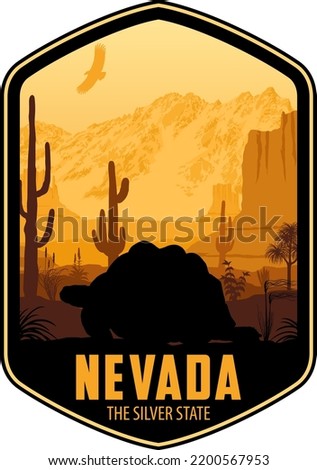 Nevada vector label with Desert tortoise