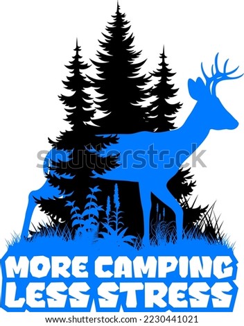 vector forest woodland sticker with roe deer. Sublimation sticker with the inscription 