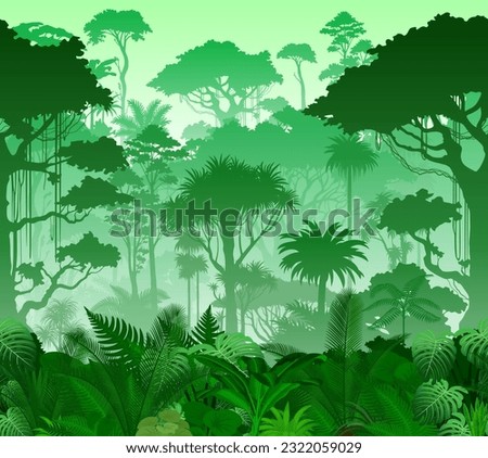 Vector seamless tropical rainforest Jungle background