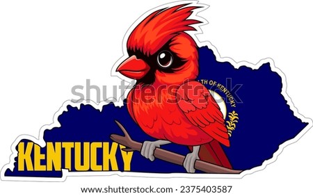 Vector Kentucky sticker with northern cardinal	