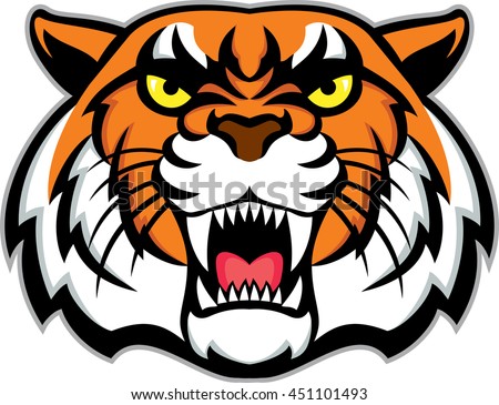 Vector Angry Tiger Face - 451101493 : Shutterstock