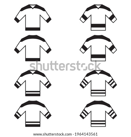 Collection of vector ice hockey jerseys icons front and back view. Sport illustration.