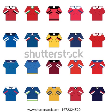 Collection of national ice hockey jerseys icons. Sport illustration.