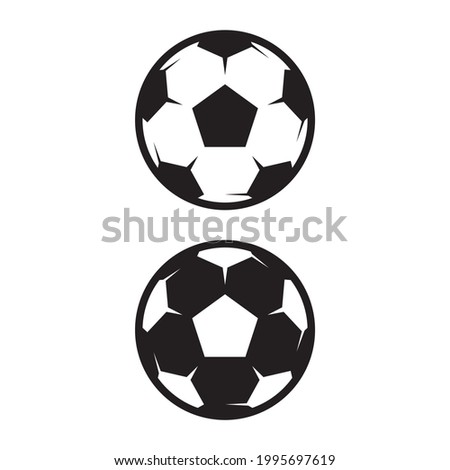 Vector monochrome soccer ball icons. Football symbols in positive and negative design. Sport illustration.