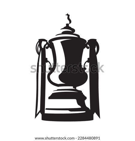 Vector isolated black sport icon of English FA cup football competition trophy on white background.