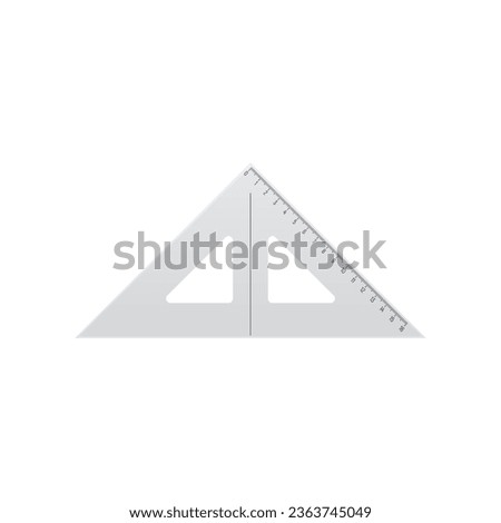 Vector gray realistic triangle ruler on white background.