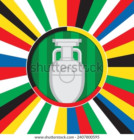 Euro championship football Germany 2024 vector logo illustration with champion trophy field and colorful stripes.