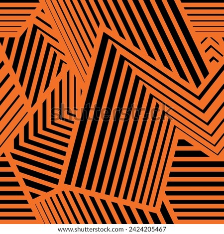 Europa league football vector square seamless texture or pattern. Black lines on an orange background. Sport wallpaper.