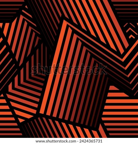 Europa league football vector square seamless pattern orange lines on a black background.