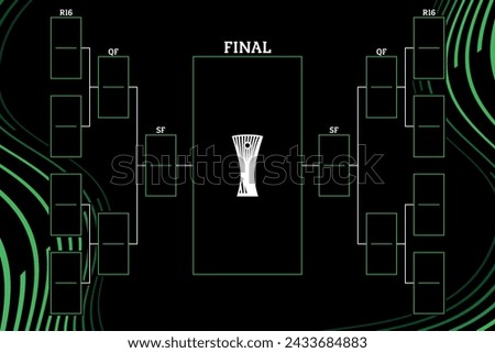 Europa conference league football playoff empty bracket vector template.