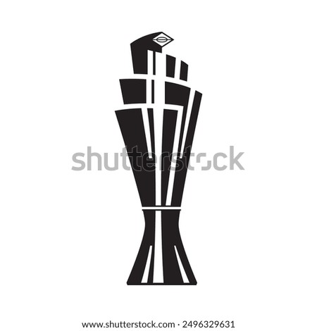 Nations league football soccer trophy representative team competition vector black champion cup on white background.