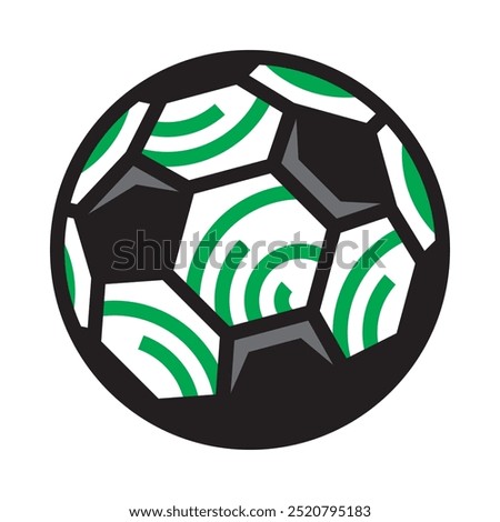 Europa conference league vector football ball icon with rounded green lines. Third european soccer league team international competition balloon symbol.