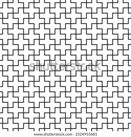 Black outline plus math sign vector square seamless geometric pattern or texture.