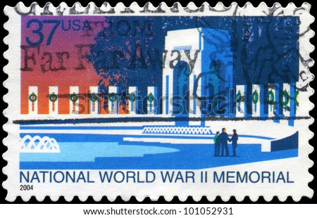 USA - CIRCA 2004: A Stamp printed in USA shows the National World War II Memorial, circa 2004