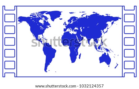 Illustration of the world map in abstract film frame. Elements of this image furnished by NASA 