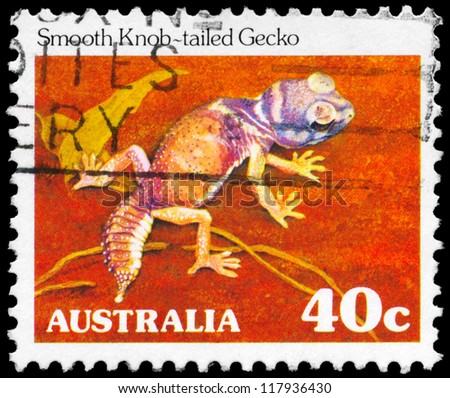 AUSTRALIA - CIRCA 1981: A Stamp printed in AUSTRALIA shows the Smooth Knob Tail Gecko, series, circa 1981