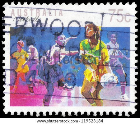 AUSTRALIA - CIRCA 1989: A stamp printed in AUSTRALIA shows the Netball, Sport series, circa 1989