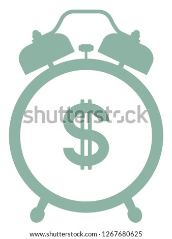 Illustration of the silhouette alarm clock and dollar money symbol