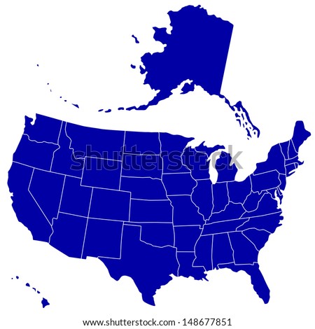 Silhouette map of the USA. Source of map:  http://www.lib.utexas.edu/maps/united_states/n.america.jpg