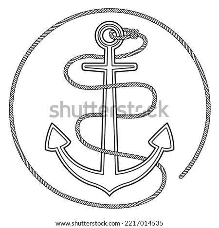Nautical vintage ship anchor and rope illustration