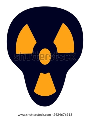 Illustration of an abstract skull with radiation symbol
