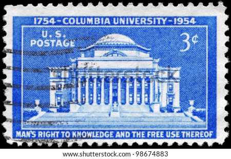 USA - CIRCA 1954: A Stamp printed in USA shows Low Memorial Library, Columbia University, 200th Anniversary, circa 1954