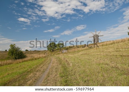 Windmill  in Russian north, Kizhi island, Lake Onega