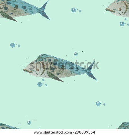 funny fish Korop seamless pattern