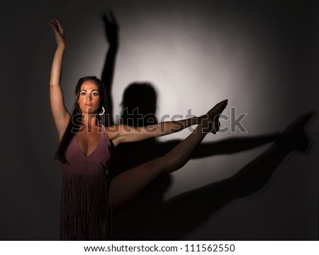 Dancer and her reflection in a classic position
