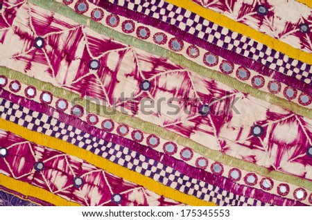 Full frame detail take of an old Indian rug