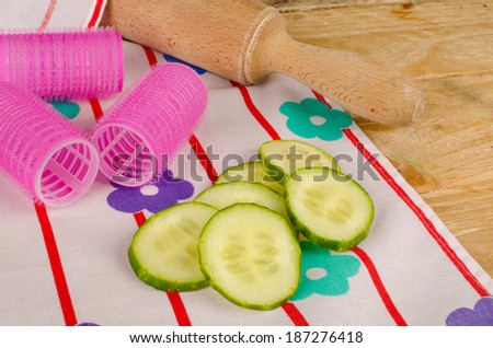 Sexist still life  including objects related to a housewife