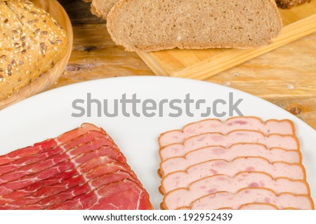 Cold meat and bread, traditional German  food