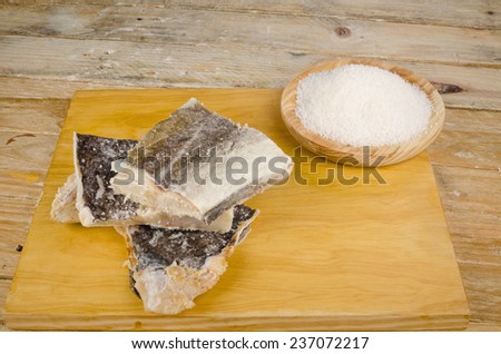 Several pieces of salt preserved cod fish