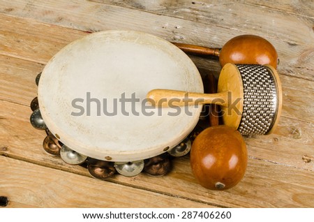 Assortment of several small percussion instruments